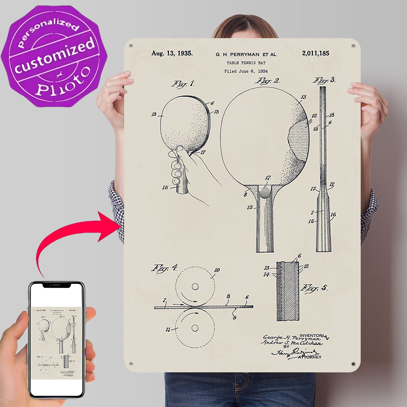 Table Tennis Custom Bat - Металлический постер с изображением ракетки для